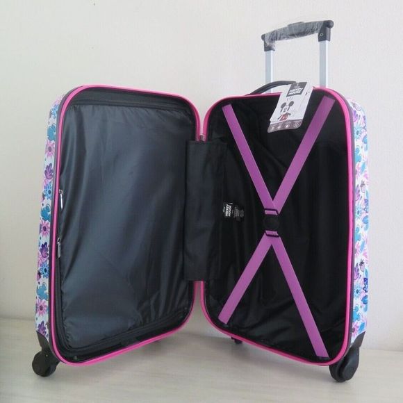 Disney Minnie/Mickey Mouse Hardshell Spinner Luggage 20” Upright Suitcase - Picture 5 of 12
